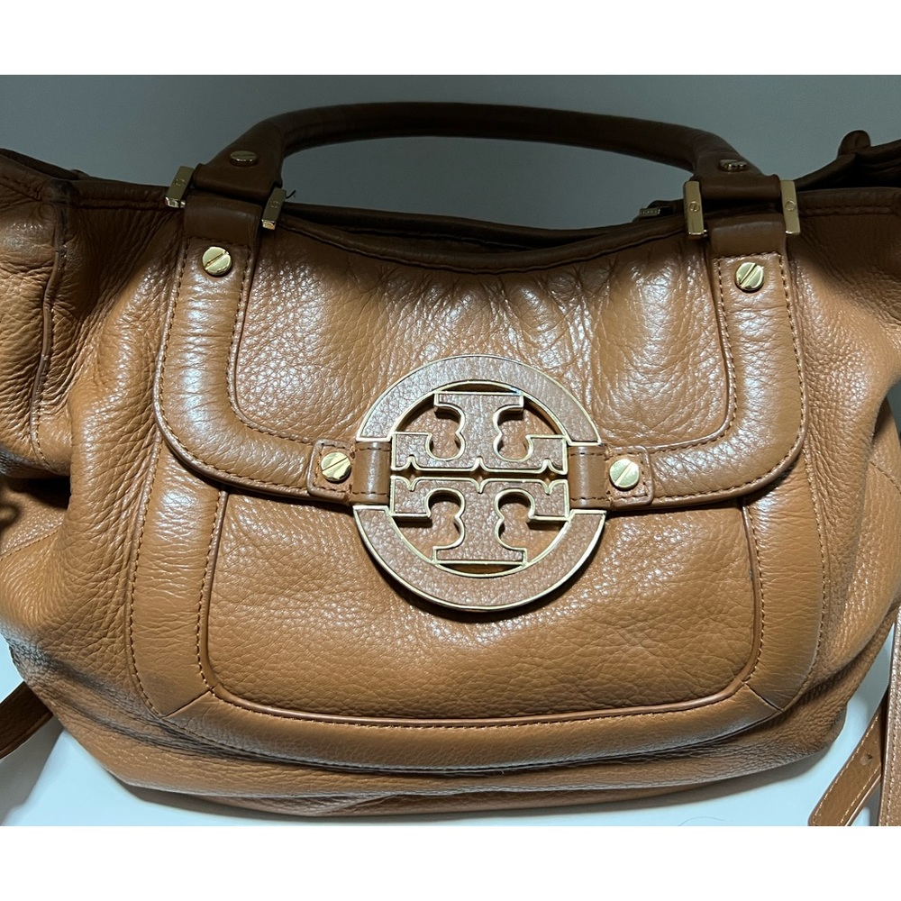 Tory Burch Tan Pebbled Leather Amanda Hobo Satchel w/original crossbody strap